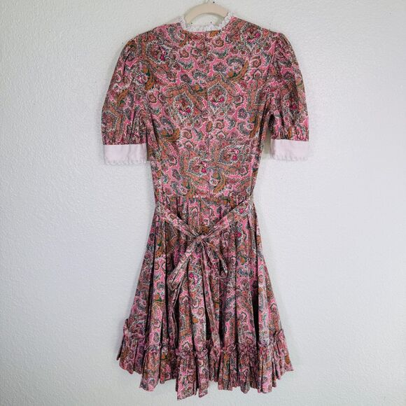 Vintage Prairie Dress Womens Floral Paisley Western Cottage Core Peasant Boho - Picture 2 of 14
